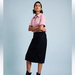 Universal Standard Black Button-Detail Midi Skirt